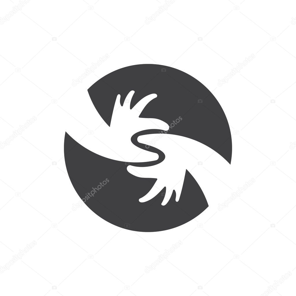 Letter s linked hand symbol logo decoration vector