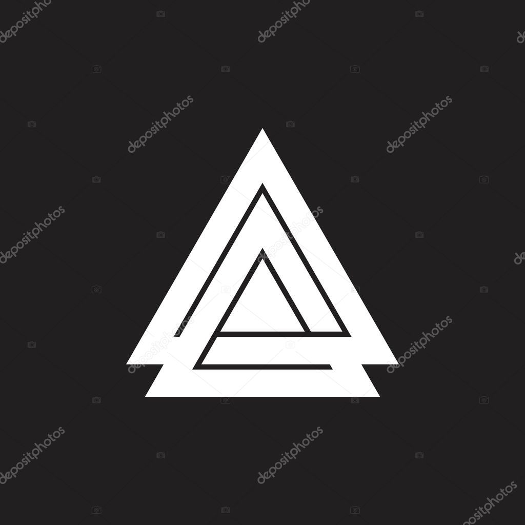 abstract letter A linked triangle arrow geometric logo vector