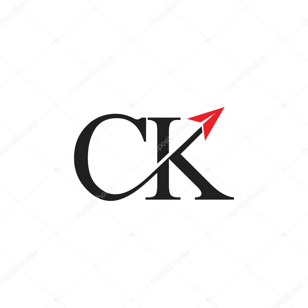 Letters ck motion arrow logo vector