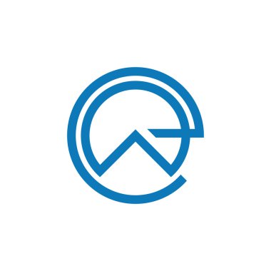 harfler ew basit daire bağlantılı çizgi logo vektör