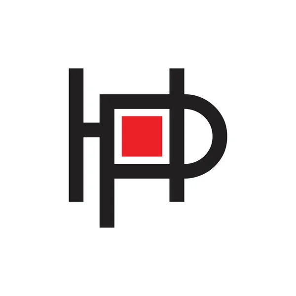 Mektup bağlı hp kare tasarım geometrik logosu — Stok Vektör
