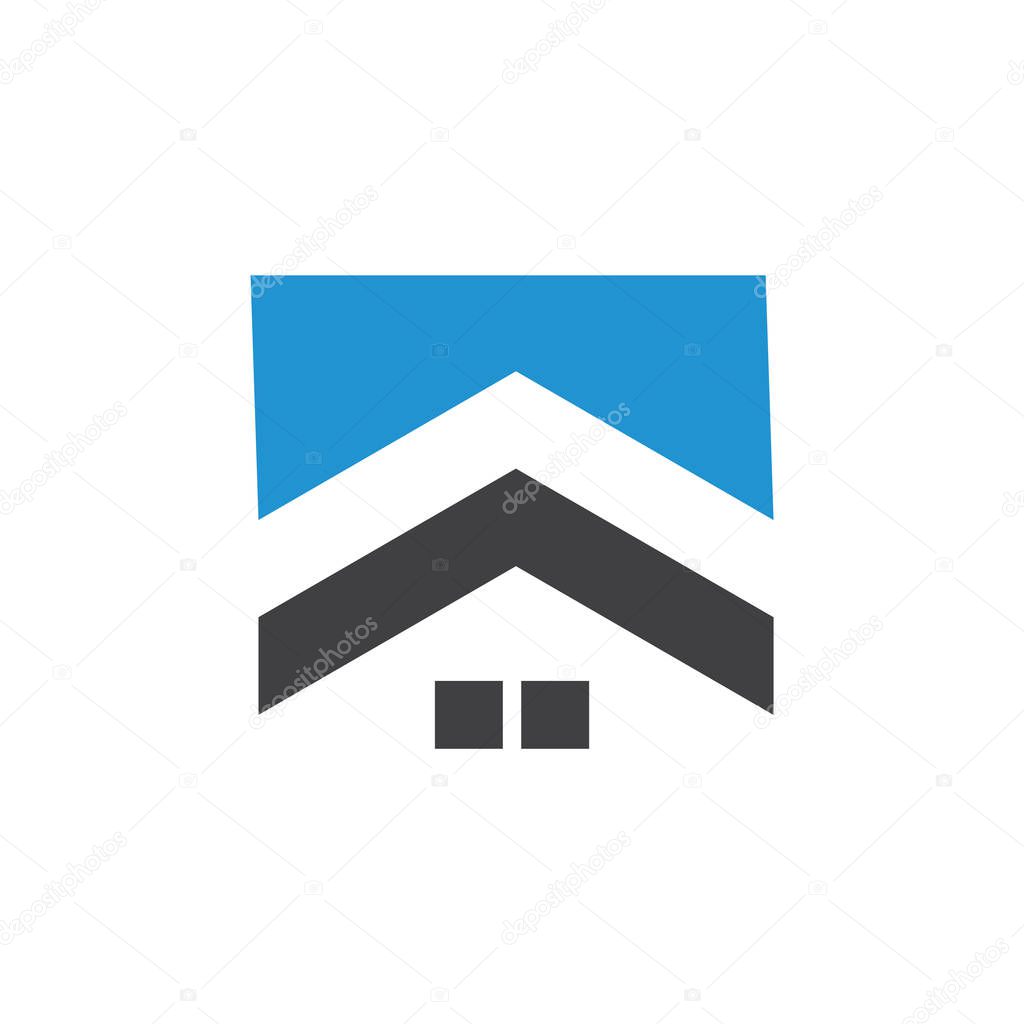 arrow up geometric abstract roof logo vector