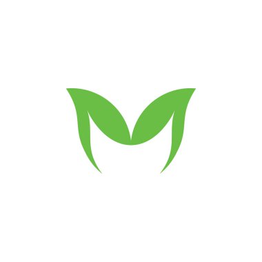 mektup m logo vektör basit yaprak