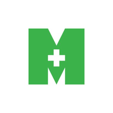 mektup m tıbbi basit geometrik kare logosu
