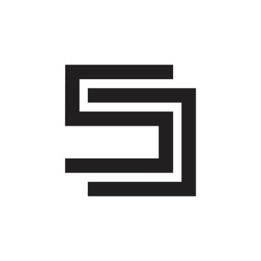 soyut harfleri sc geometrik çizgi logo vektör