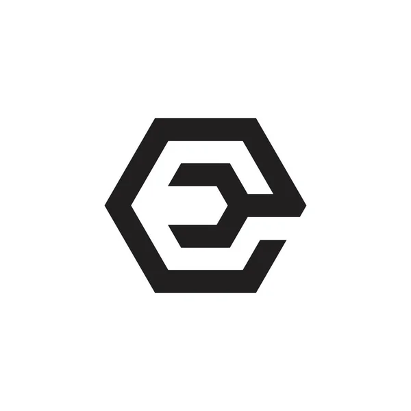 Litera e klucz sześciokątny logo wektor — Wektor stockowy