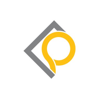 soyut mektup p logo vektör kare çerçeve