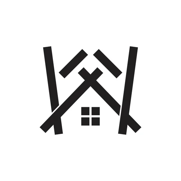 Letra w linhas de projeto da casa logotipo vetor —  Vetores de Stock