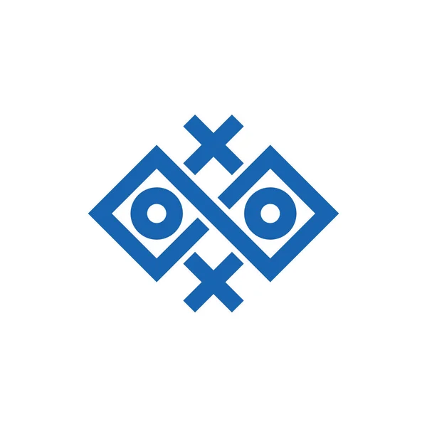 Хрест кругової гри квадратної геометричної лінії арт логотип — стоковий вектор