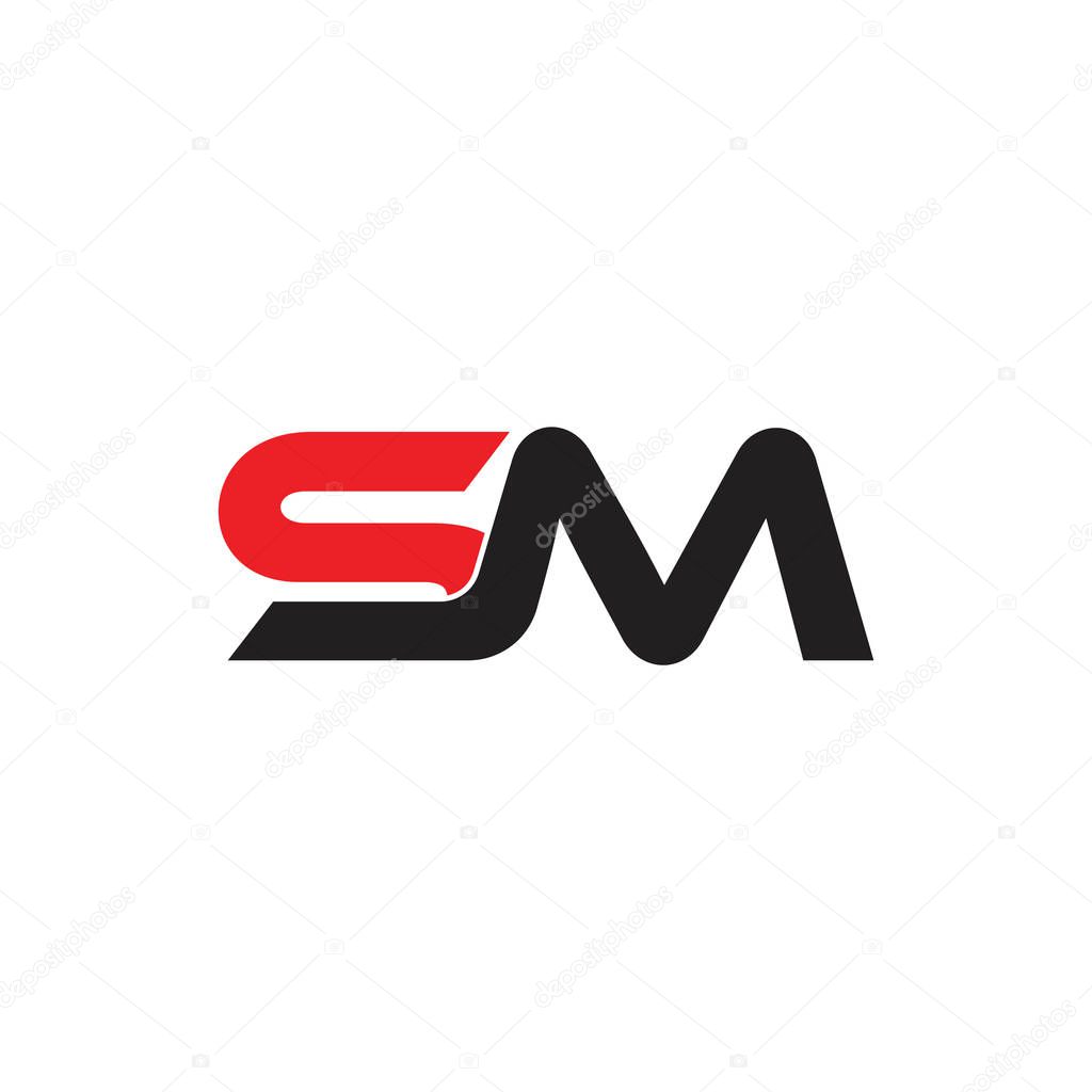 letters sm simple geometric linked logo vector