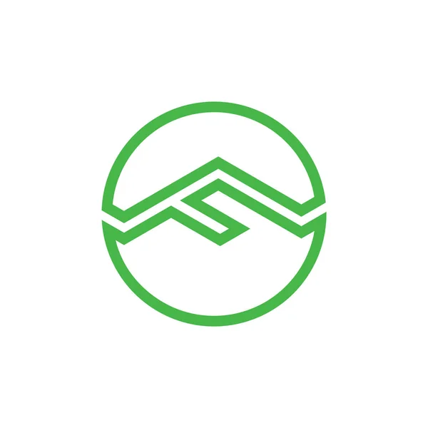 Brief f eenvoudige groene berg logo vector — Stockvector
