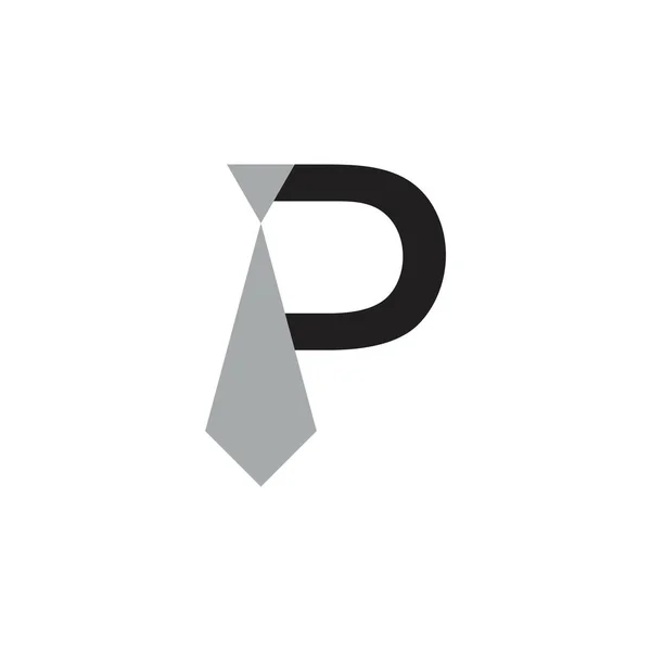 手紙 p ネクタイ シンプルなビジネスマン ロゴ ベクトル — ストックベクタ