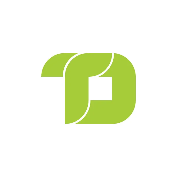 Lettre td simple feuille verte courbes logo vecteur — Image vectorielle