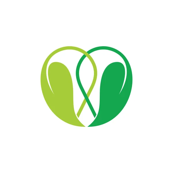 Linkato foglia verde amore forma logo vettore — Vettoriale Stock