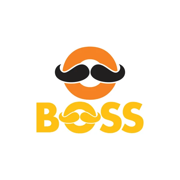 Texto chefe bigode design logotipo vetor —  Vetores de Stock