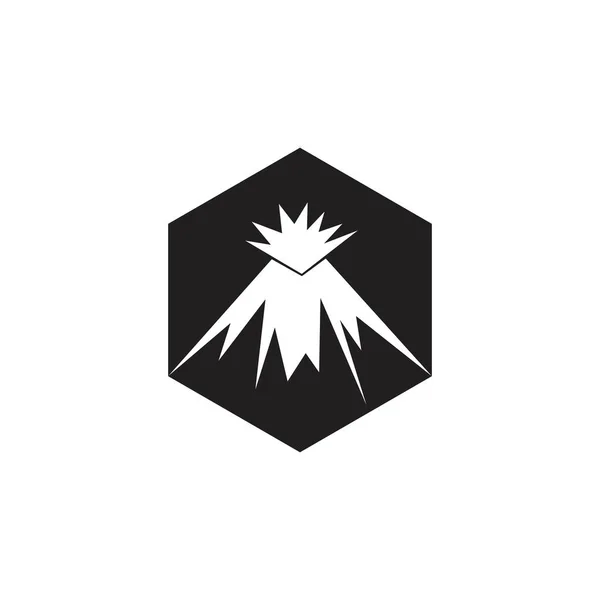 Vulkan snow mountain hexagon enkel logotyp — Stock vektor