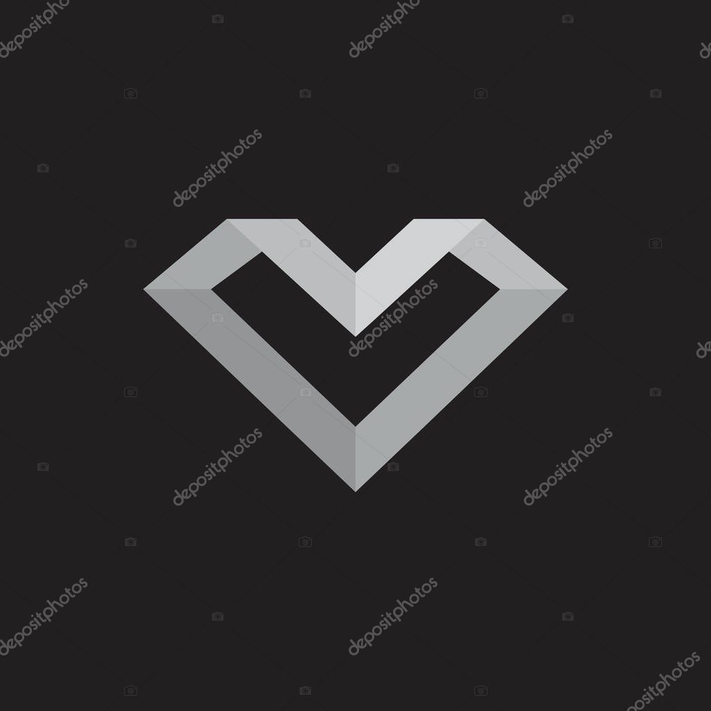 Abstract letter mv 3d geometric gradient logo vector