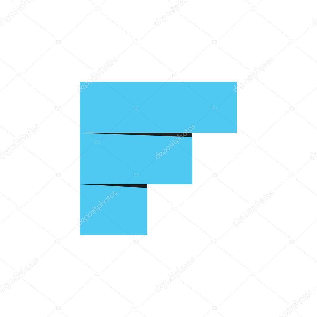 abstract letter f finance 3d paper document chart logo vector