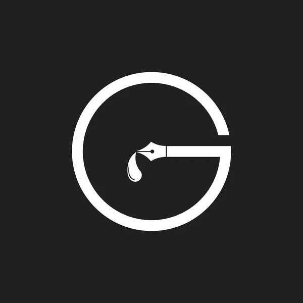 Letra g pluma escritor logotipo geométrico — Vector de stock