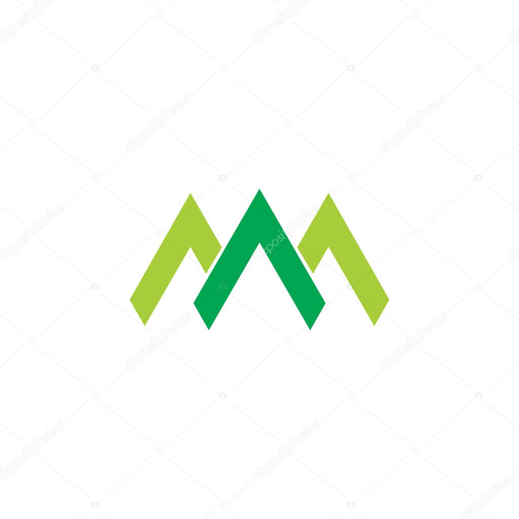 Abstract green mountain line arrow logo vector