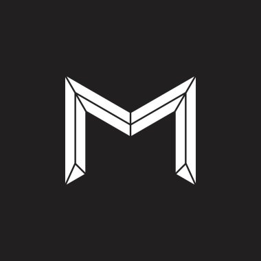 m harf geometrik vektör çizgili üçgen