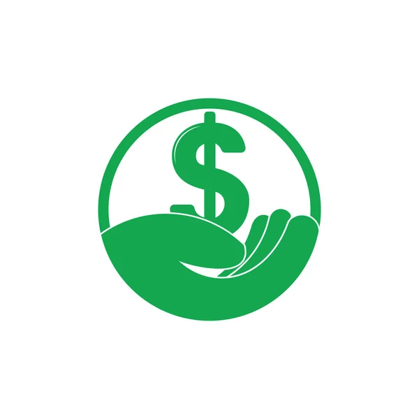 Peníze dolar rukou péče geometrické logo vektor — Stockový vektor
