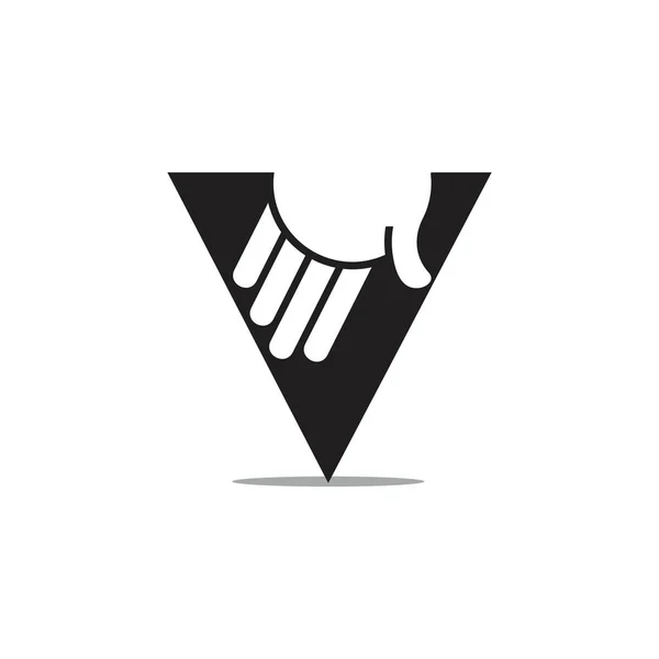 Buchstabe v helfende Hand Pflege Geste Logo Vektor — Stockvektor
