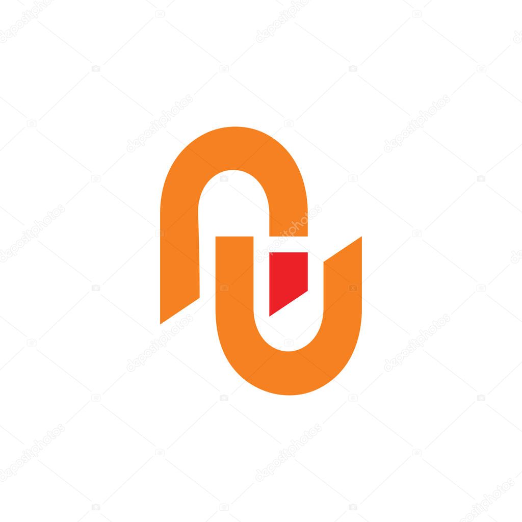 Abstract letter nu simple geometric line logo vector