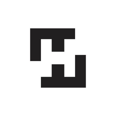 s negatif boşluk kare logo vektör mektup