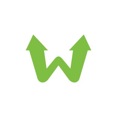 harf w ok basit logo vektör