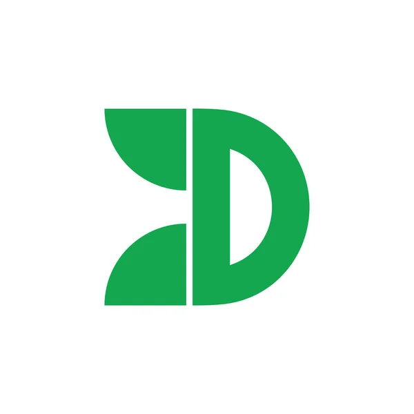 Lettre d logo géométrique vert simple — Image vectorielle