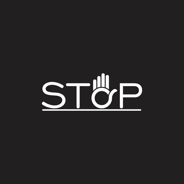 Texto stop mano palma símbolo decoración vector — Archivo Imágenes Vectoriales