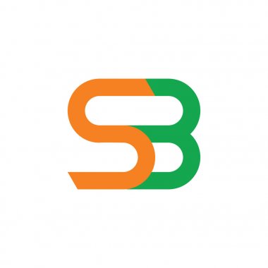 harfler sb bağlı geometrik çizgi logo vektör