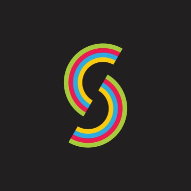 harfler cs basit çizgili renkli logo vektör