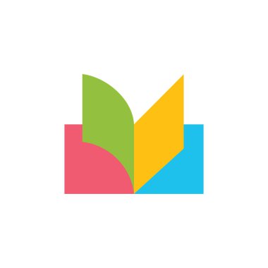 basit geometrik kitap renkli logo vektör