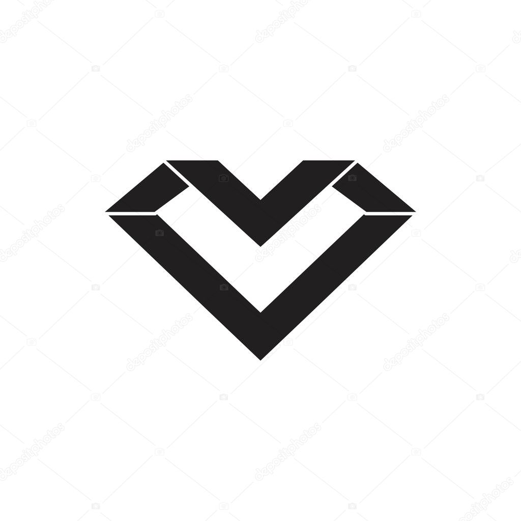 Abstract letter mv 3d geometric gradient logo vector
