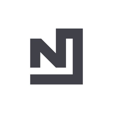 mektup nj basit bağlantılı çizgi geometrik logo vektör