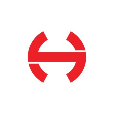 harf sh daire geometrik çizgi logo vektör
