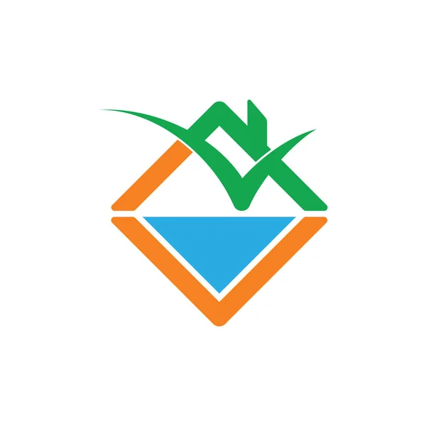 Yeşil bitki ev su doğa logo vektör — Stok Vektör