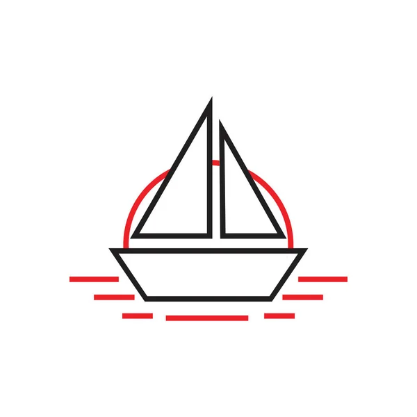Einfaches Boot in der Meereslinie Kunst Logo Vektor — Stockvektor