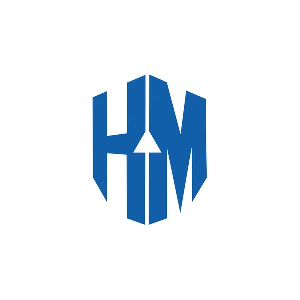 Letter hm simple geometric arrow logo vector — Stock Vector