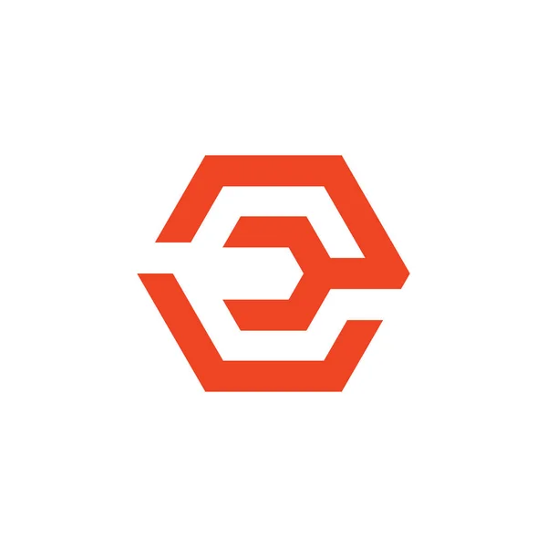 Lettre e clé hexagone logo vecteur — Image vectorielle