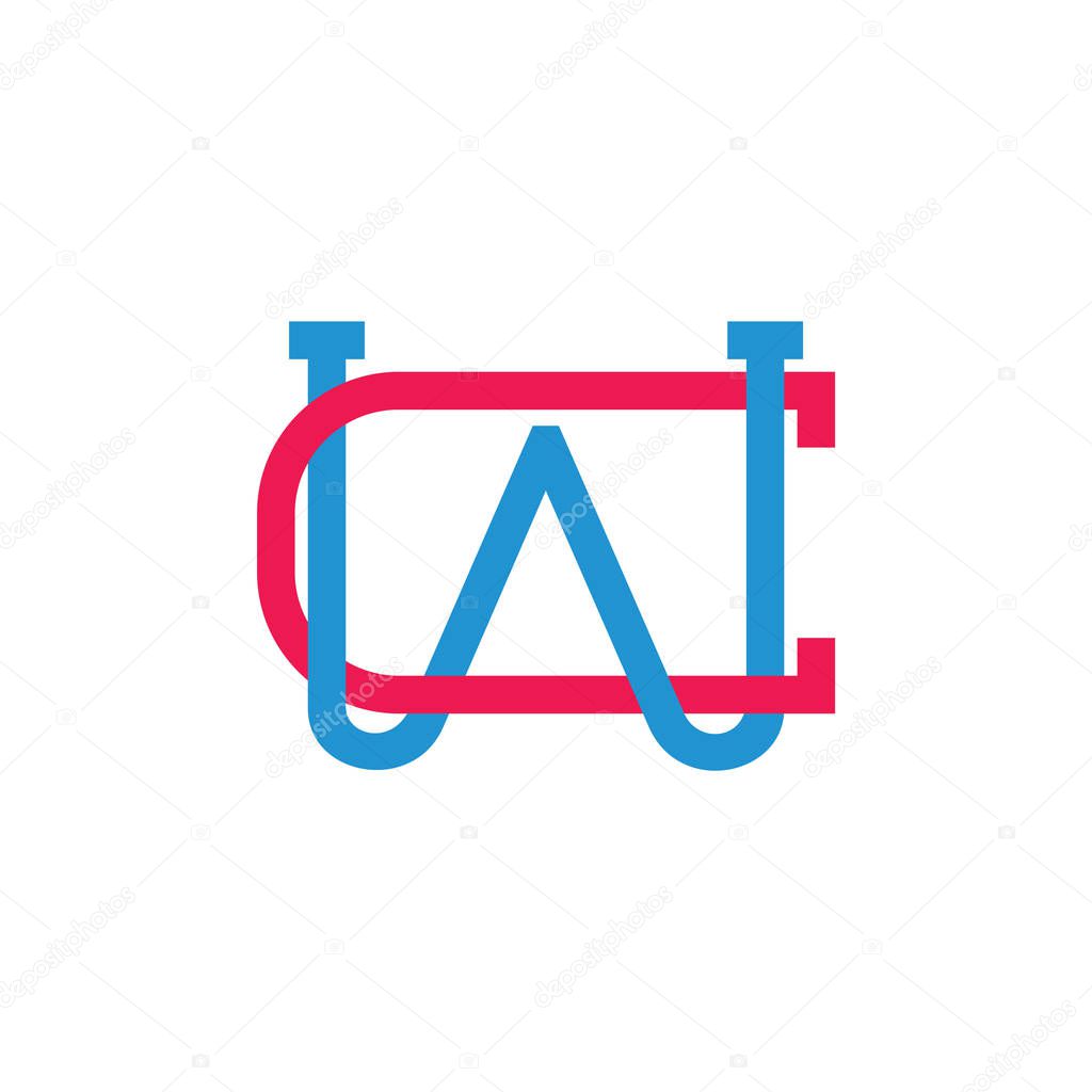 letters cw simple linked line logo vector