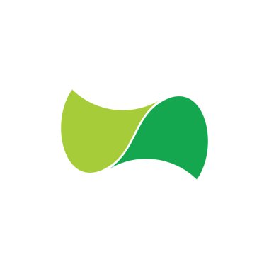 basit bağlantılı yaprak yeşil eğrileri logo vektör