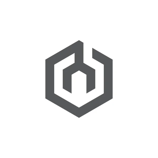 レンチ六角ボックス図形ロゴ ベクトル — ストックベクタ