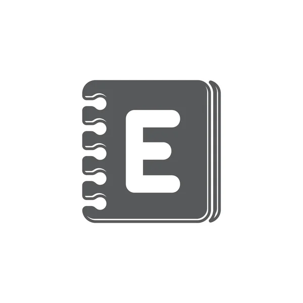 Letter e boek eenvoudige symbool vector — Stockvector