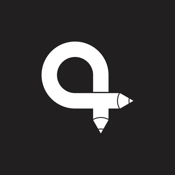 Letter q lus potlood onderwijs merk logo vector — Stockvector