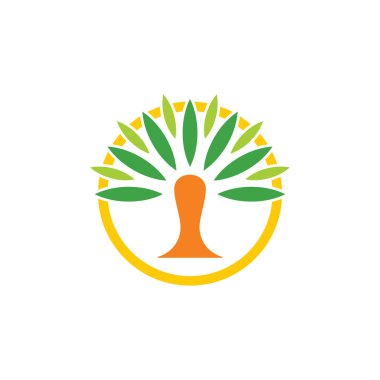 palmiye hurma ağaç daire basit geometrik logo vektör