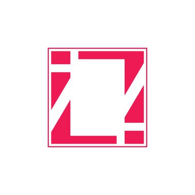 Il harf logo vektör kare geometrik çerçeve
