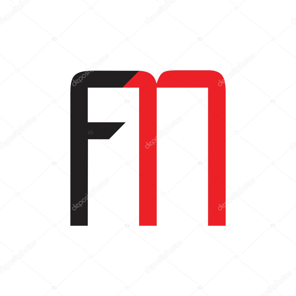 letter fm simple geometric line logo vector